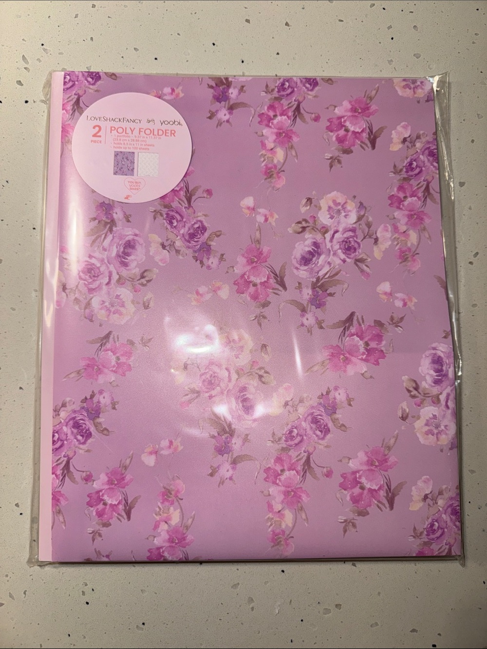LoveShackFancy Lavender & Pink Bow Floral Poly Folder Set
